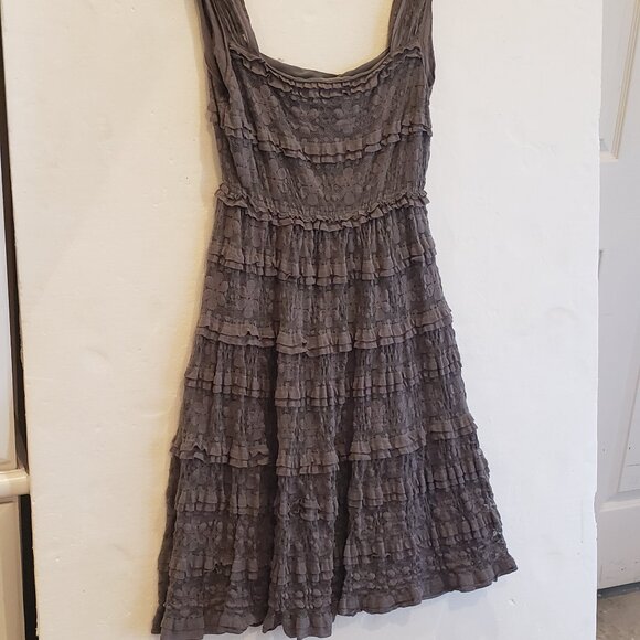 Max Studio Sleeveless Gray Ruffle Dress with Lace M.S.S.P. - Picture 1 of 8